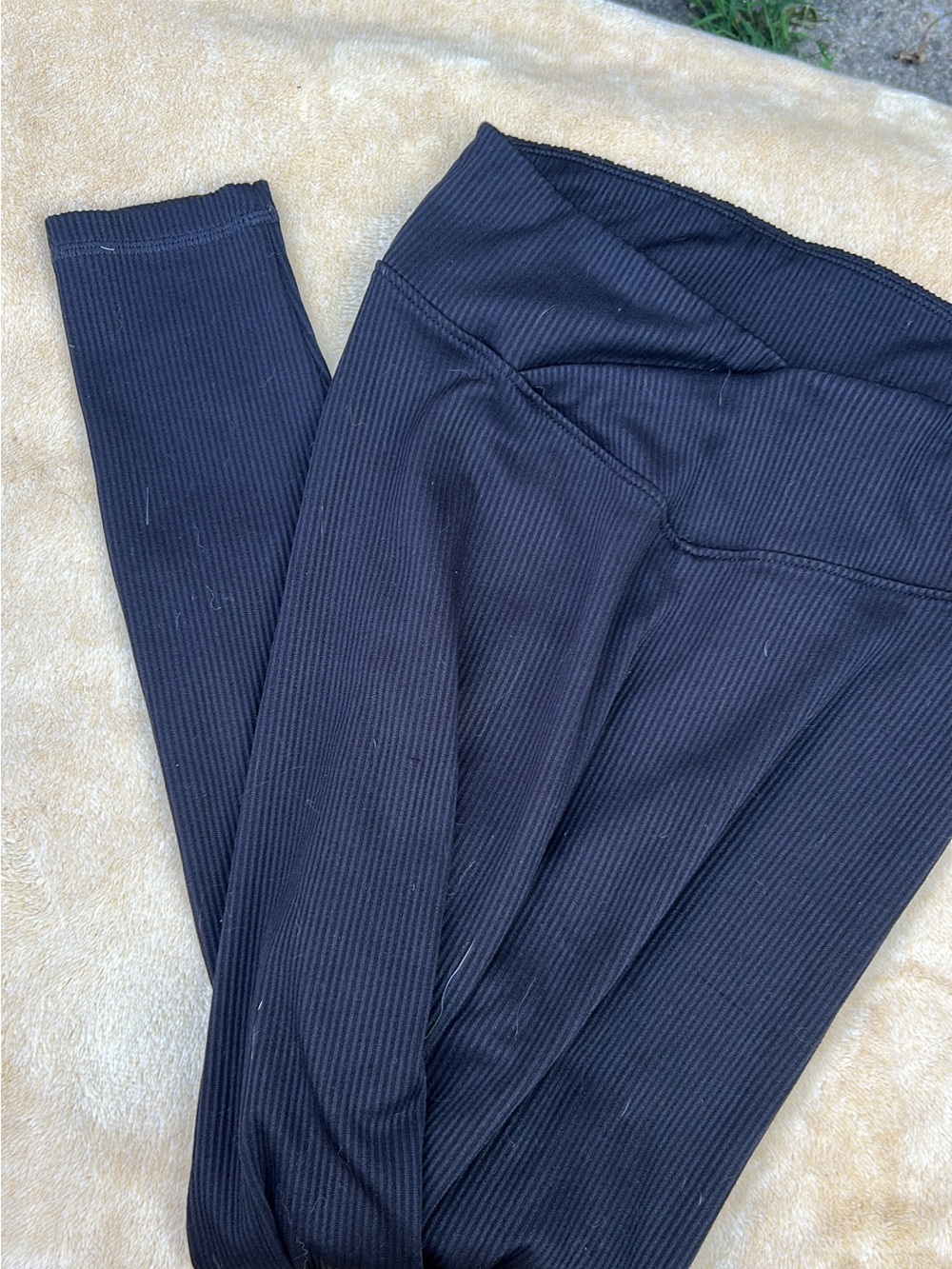 Divided Black Ribbed Leggings - Women's Stretch